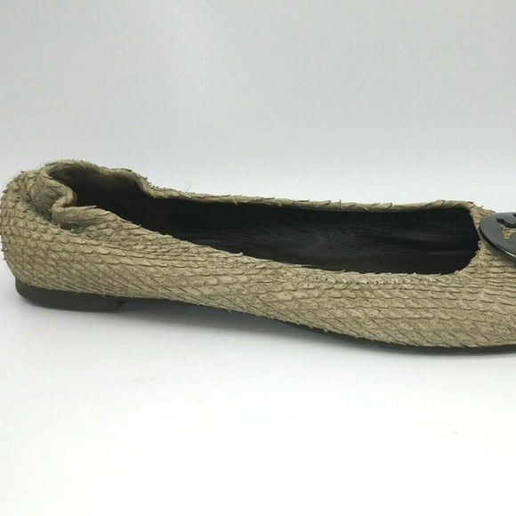 Tory Burch Snake Embossed Reva Flat Shoes Size 8 M - Picture 3 of 6